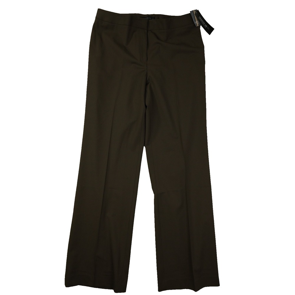 LAFAYETTE 148 New York Trouser Dress Pant Womens 12 Granite Brown Wool Blend NWT